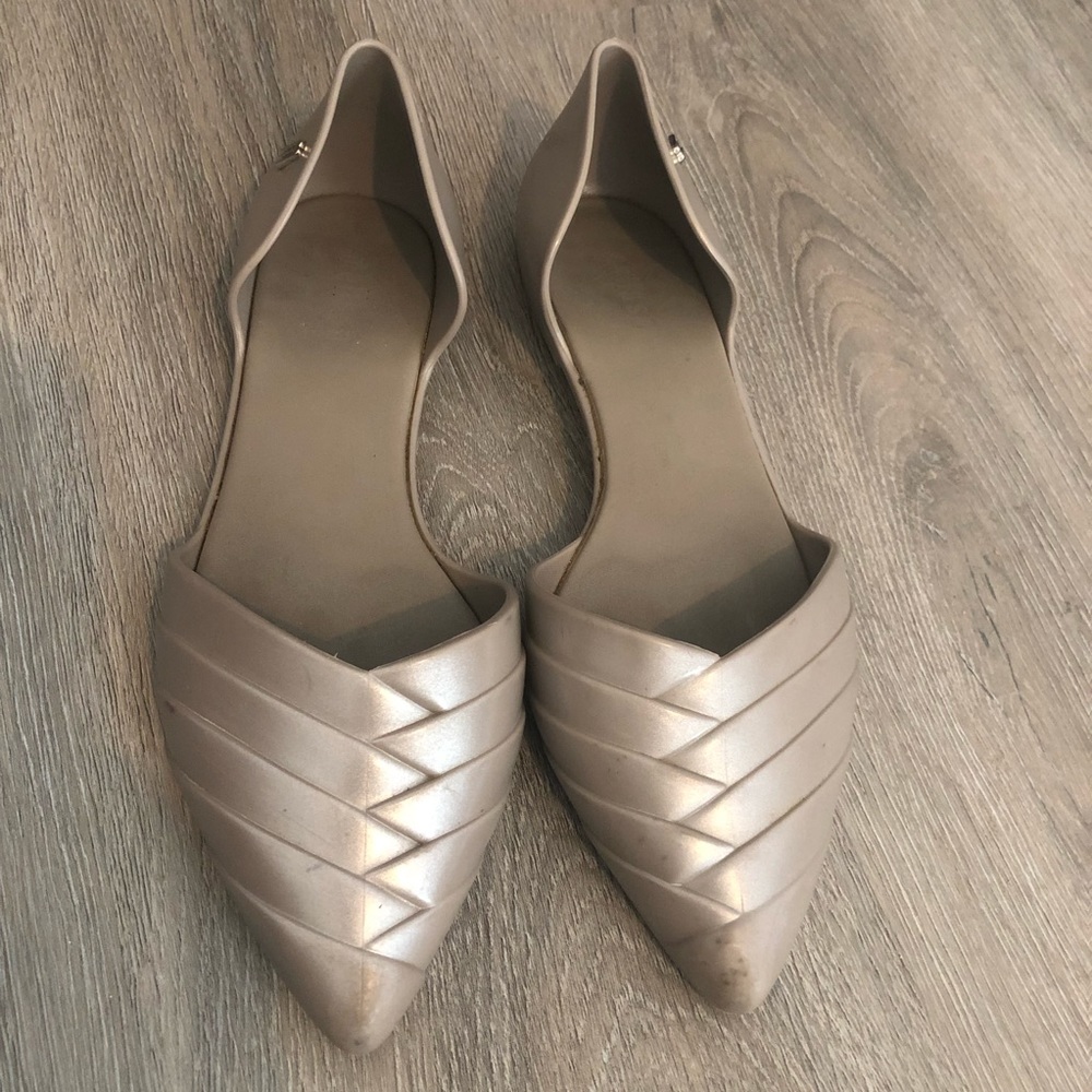 Melissa Sz 5 pointed toe ballet flats jelly woven  rubber gray women